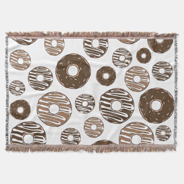 Donut Pattern, Chocolate Donuts, Caramel Donuts Throw Blanket (Front)