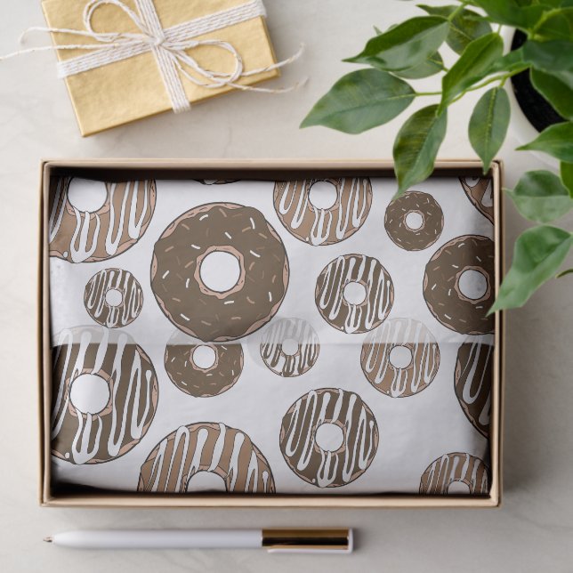 Donut Pattern, Chocolate Donuts, Caramel Donuts Tissue Paper (Gift)