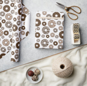Donut Pattern, Chocolate Donuts, Caramel Donuts Wrapping Paper