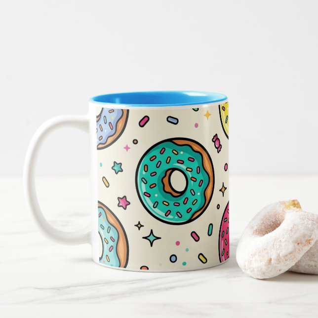 Donut Pattern Coffee Mug (With Donut)