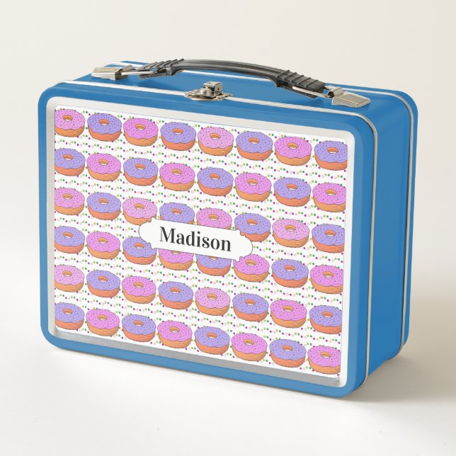 Donut Pattern custom name lunch boxes (Front)