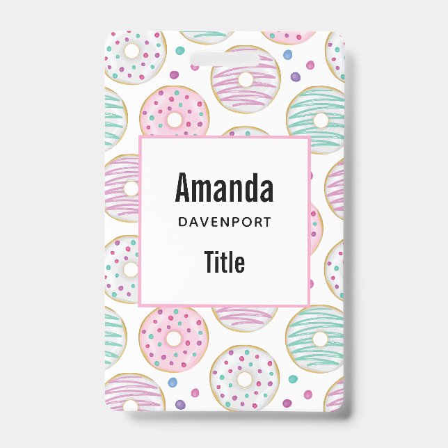 Donut Pattern Cute Colorful Badge (Front)