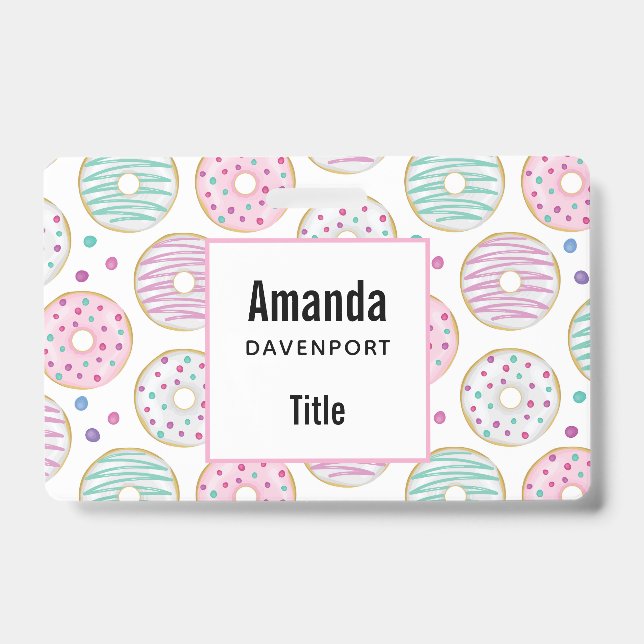Donut Pattern Cute Colorful Badge (Front)