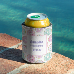 Donut Pattern Cute Colorful Birthday Can Cooler