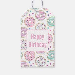 Donut Pattern Cute Colorful Birthday Gift Tags