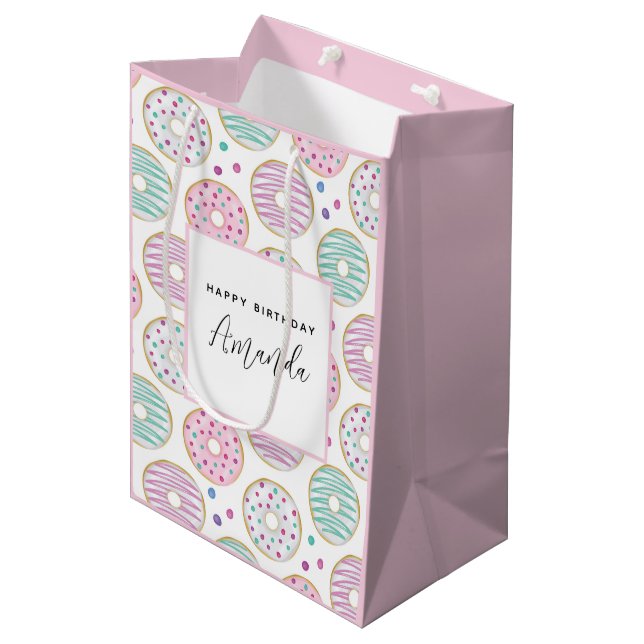 Donut Pattern Cute Colorful Birthday Medium Gift Bag (Front Angled)