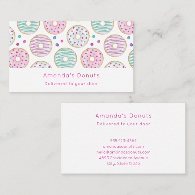 Donut Pattern Cute Colorful Business Card (Front/Back)
