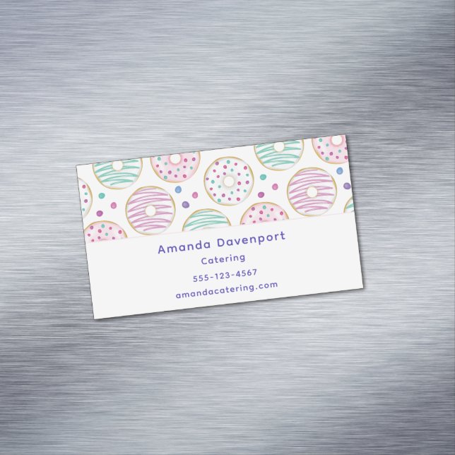 Donut Pattern Cute Colorful Business Card Magnet (In Situ)