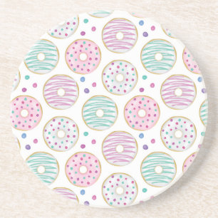 Donut Pattern Cute Colorful Coaster
