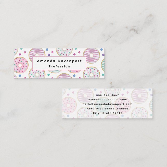 Donut Pattern Cute Colorful Mini Business Card (Front/Back)