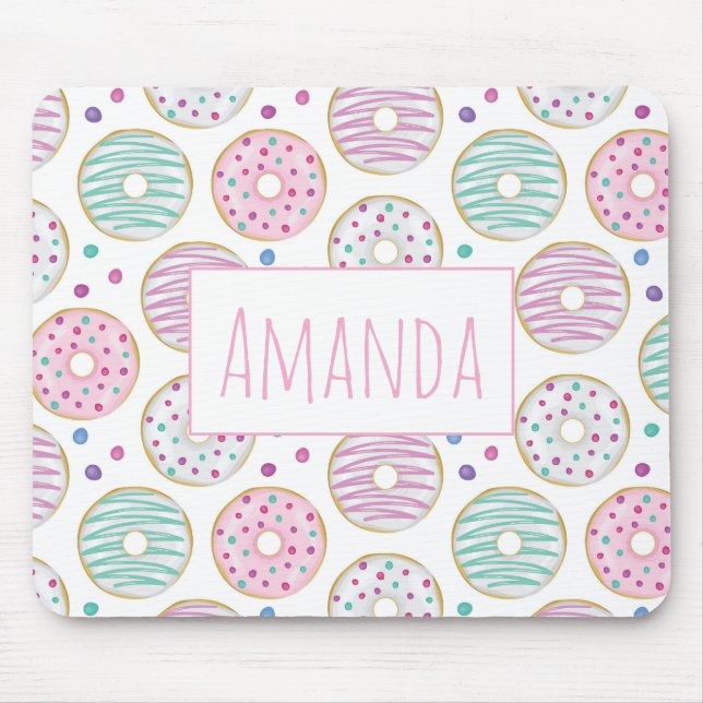 Donut Pattern Cute Colorful Mouse Pad (Front)