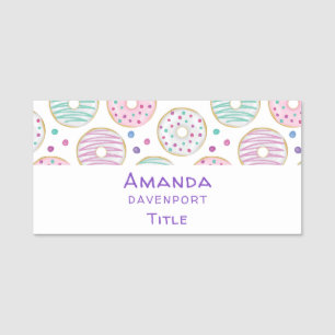 Donut Pattern Cute Colorful Name Tag