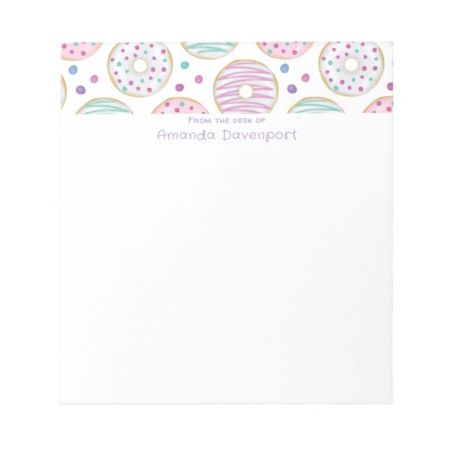 Donut Pattern Cute Colorful Notepad (Front)