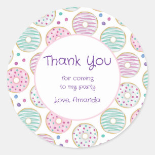 Donut Pattern Cute Colorful Party Thank You Classic Round Sticker