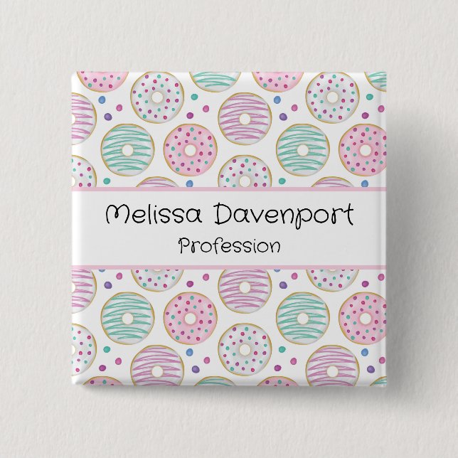 Donut Pattern Cute Colorful Profession Button (Front)