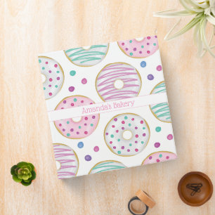 Donut Pattern Cute Colorful Recipe 3 Ring Binder