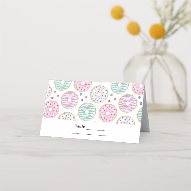 Donut Pattern Cute Colorful Table Place Card (Front)