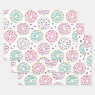 Donut Pattern Cute Colorful Wrapping Paper Sheets