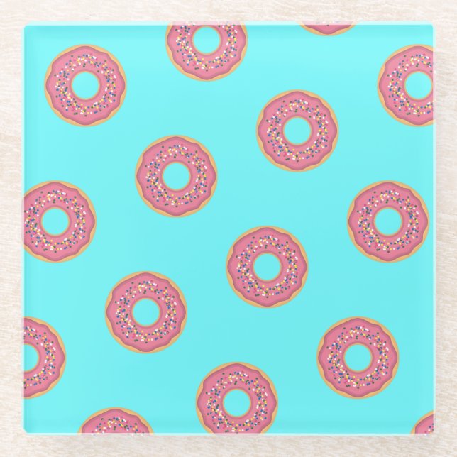 Donut Pattern I Glass Coaster (Front)