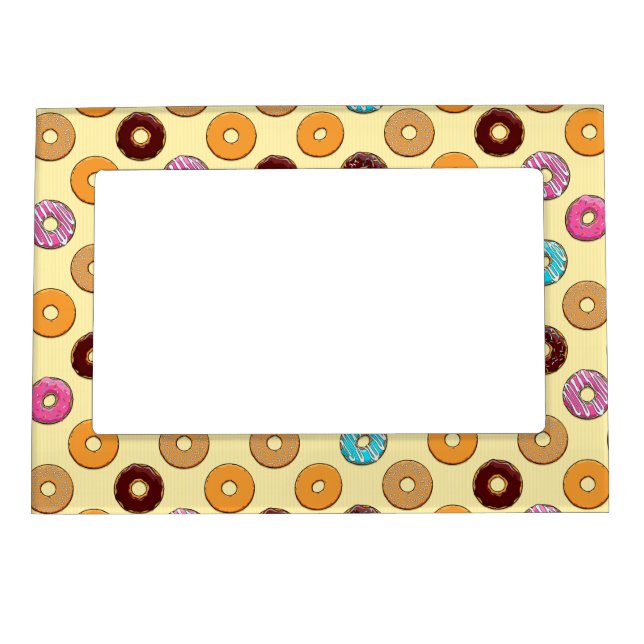 Donut Pattern on Yellow Magnetic Picture Frame (Front)