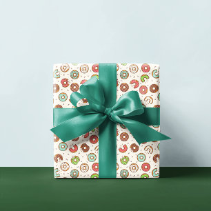 Donut Pattern Vanilla Cream Wrapping Paper