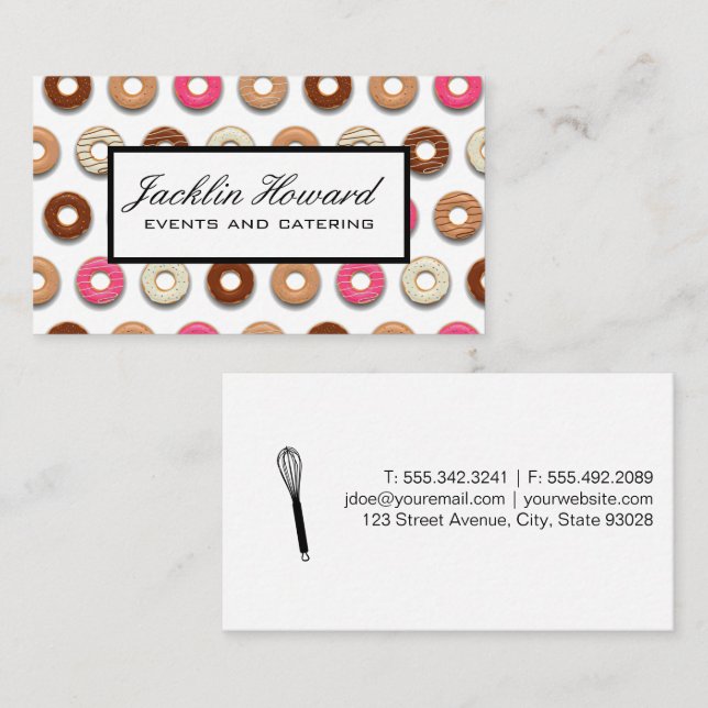Donut Pattern | Whisk | Baker Business Card (Front/Back)