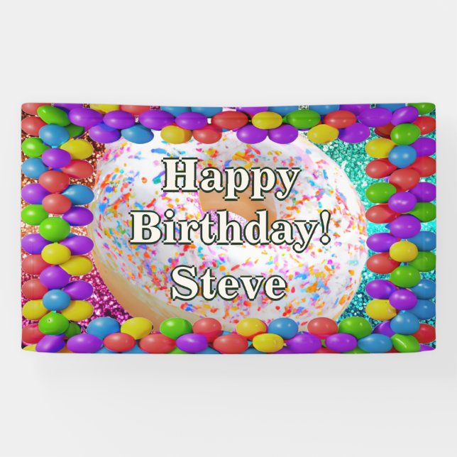 Donut Personalized character birthday banner (Horizontal)