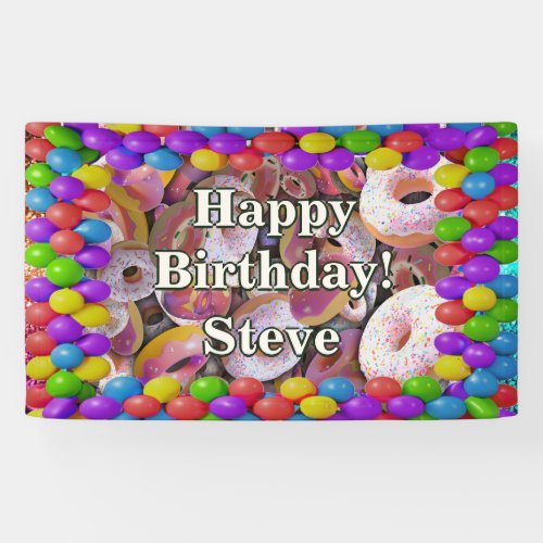 Donut Personalized character birthday banner
