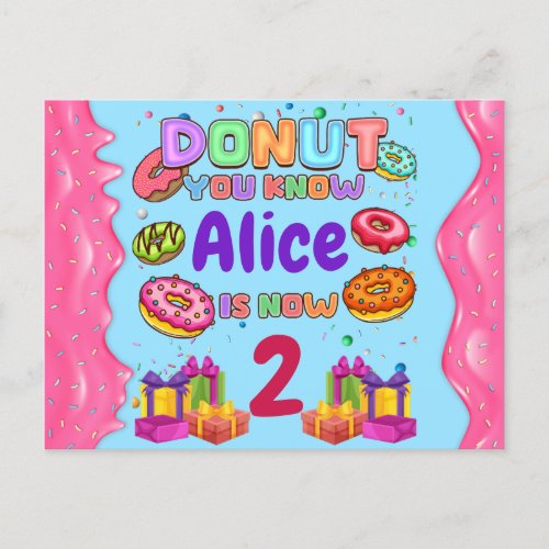 Donut Personalized Color Sprinkle Birthday Party Holiday Postcard