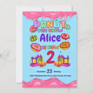 Donut Personalized Color Sprinkle Birthday Party Invitation