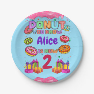 Donut Personalized Color Sprinkle Birthday Party Paper Plates