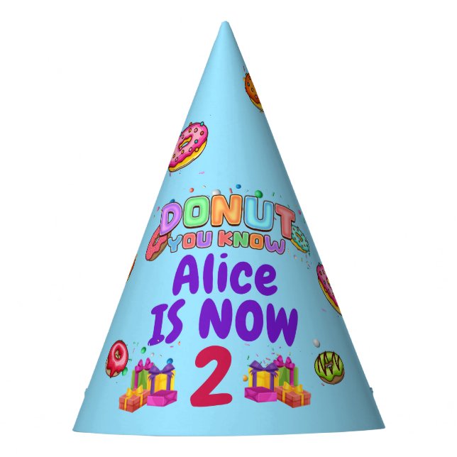 Donut Personalized Color Sprinkle Birthday Party Party Hat (Front)