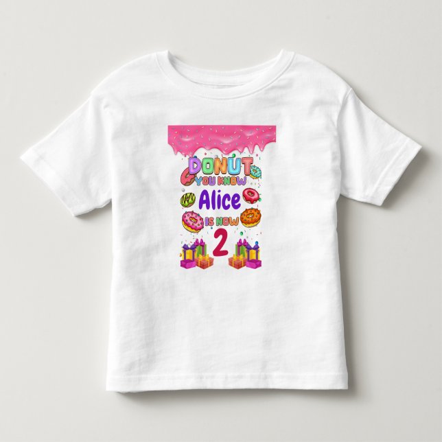Donut Personalized Color Sprinkle Birthday Party Toddler T-shirt (Front)