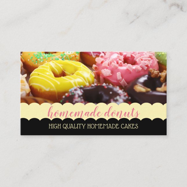 Donut Photo Tasty Pink Brown Business Card (Front)