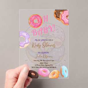 Donut pink Baby Shower  Acrylic Invitations