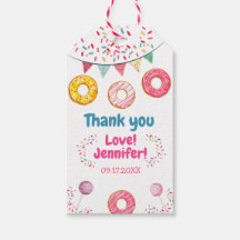 Donut pink Birthday Thanks a Gift Tags