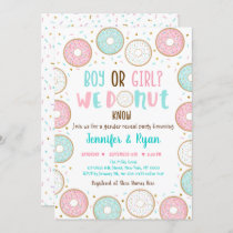 Donut Pink Blue Gold Gender Reveal Invitation