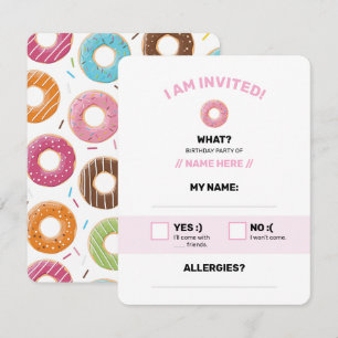 donut pink editable RSVP card