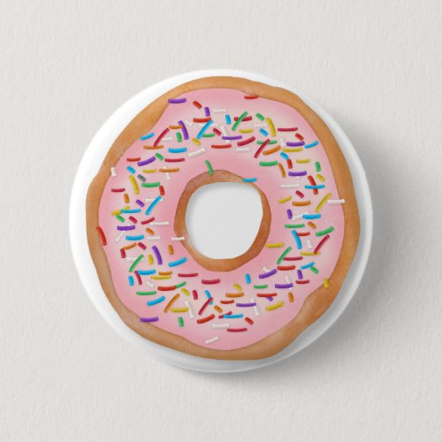 Donut Pink Frosting Sprinkles Cute Food  Doughnut Button