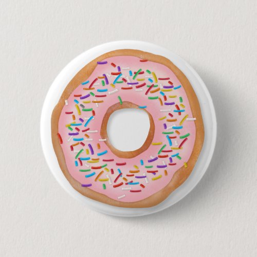 Donut Pink Frosting Sprinkles Cute Food  Doughnut Button