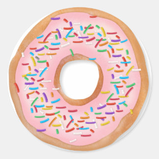 Donut Pink Frosting Sprinkles Cute Food | Doughnut Classic Round Sticker
