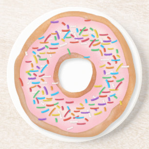 Donut Pink Frosting Sprinkles Cute Food   Doughnut Coaster