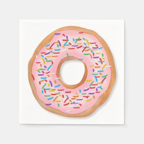 Donut Pink Frosting Sprinkles Cute Food  Doughnut Napkins