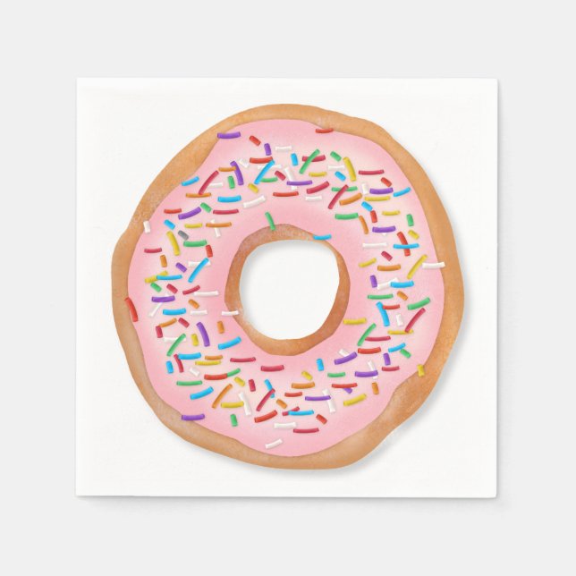 Donut Pink Frosting Sprinkles Cute Food | Doughnut Napkins (Front)