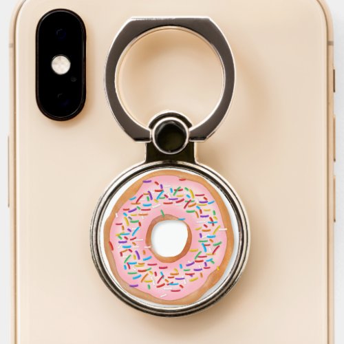 Donut Pink Frosting Sprinkles Cute Food  Doughnut Phone Ring Stand