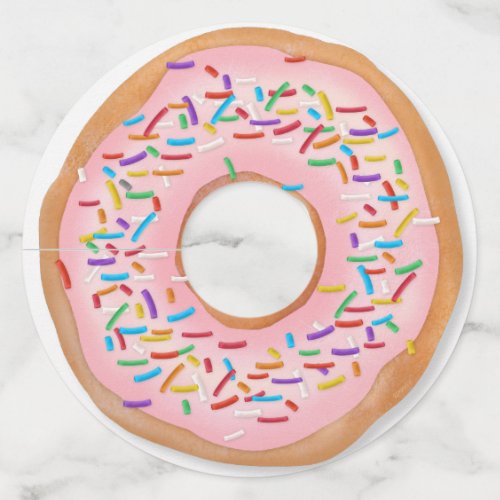 Donut Pink Frosting Sprinkles Cute Food  Doughnut Wine Glass Tag