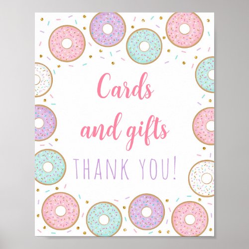 Donut Pink Gold Cards  Gifts Birthday Sign