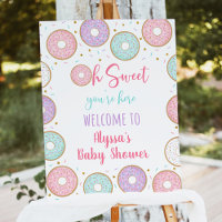 Donut Pink Gold Pastel Baby Shower Welcome