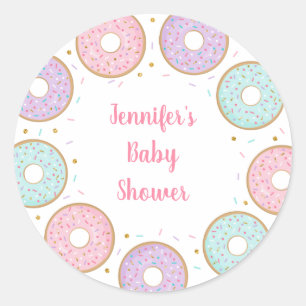Donut Pink Gold Pastel Birthday Classic Round Sticker
