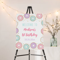 Donut Pink Gold Pastel Birthday Welcome Foam Board